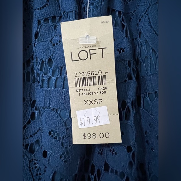 NWT LOFT Blue Lace Dress (XXSP) - Picture 4 of 4
